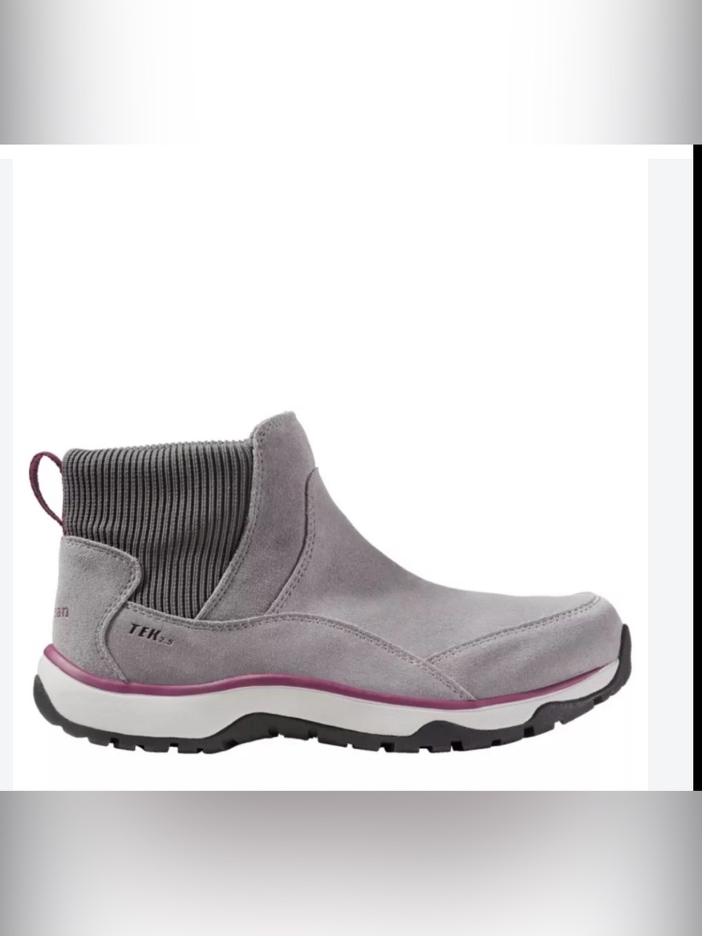 LL Bean Snow Sneaker 5 Waterproof Suede Pull On Boots Grey Size 9